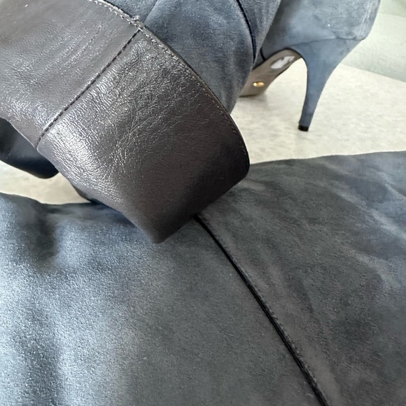 SERGIO ROSSI BOTFORT WOMEN TALL 👢 BOOTS SUEDE LEATHER GREY SIZE38 - Picture 10 of 13